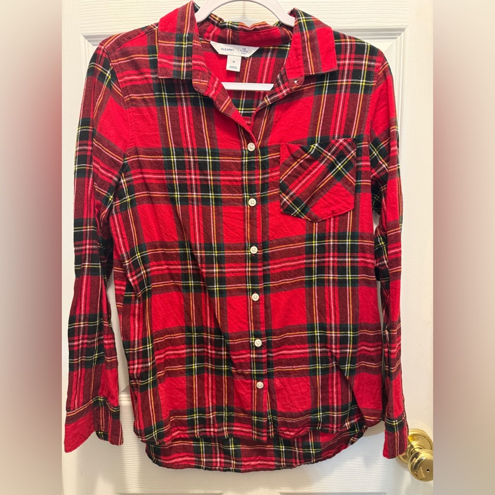 Old Navy Red Plaid Classic Shirt